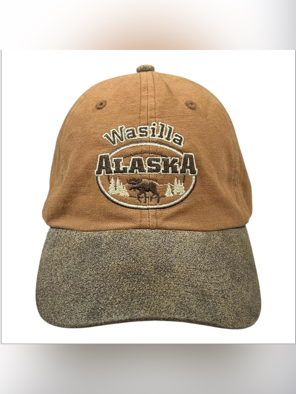 NWOT Wasilla Alaska Moose Forest Pine Tree Adult Cap Hat Strapback Adjustable